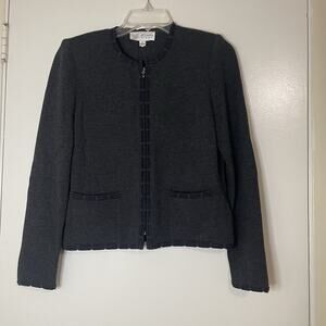 ST. JOHN Dark Gray Santana Knit Full zip jacket size US 2